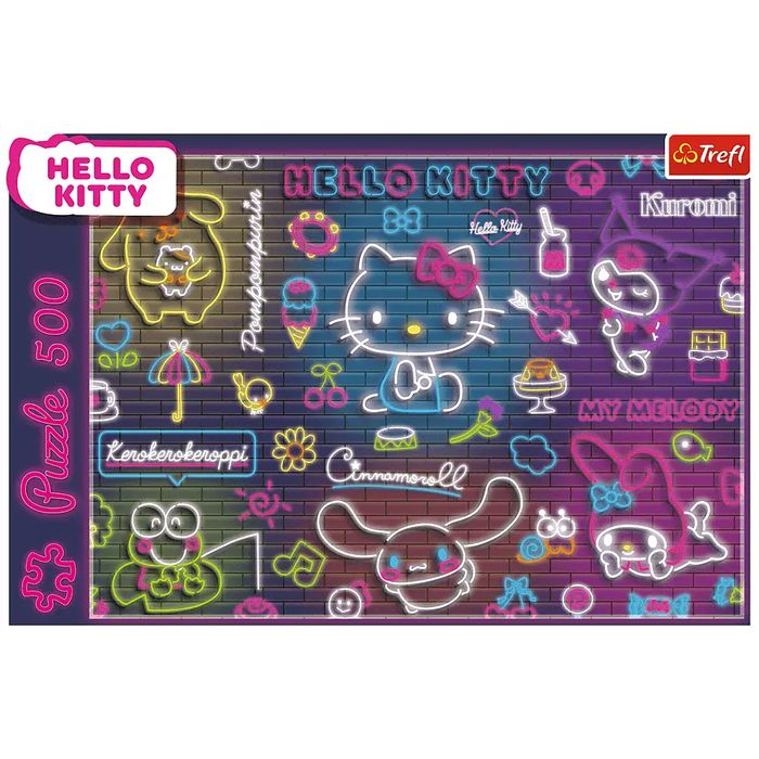 Puzzle 500 elementów. Neon Hello Kitty. Trefl. Nowy Produkt