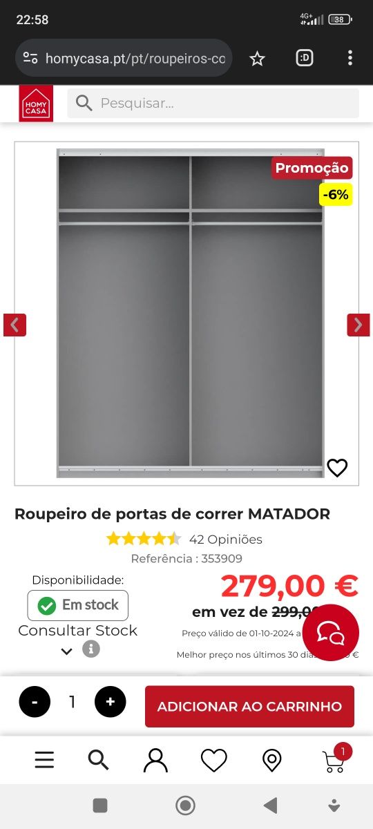 Roupeiro porta correr