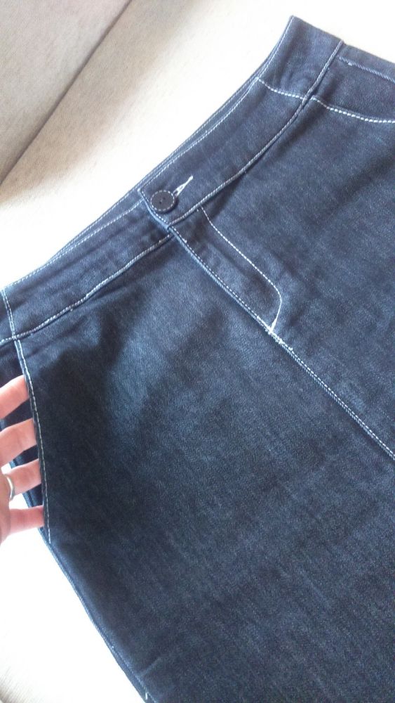 Spódnica jeans granat M-L dżins elastyczny
