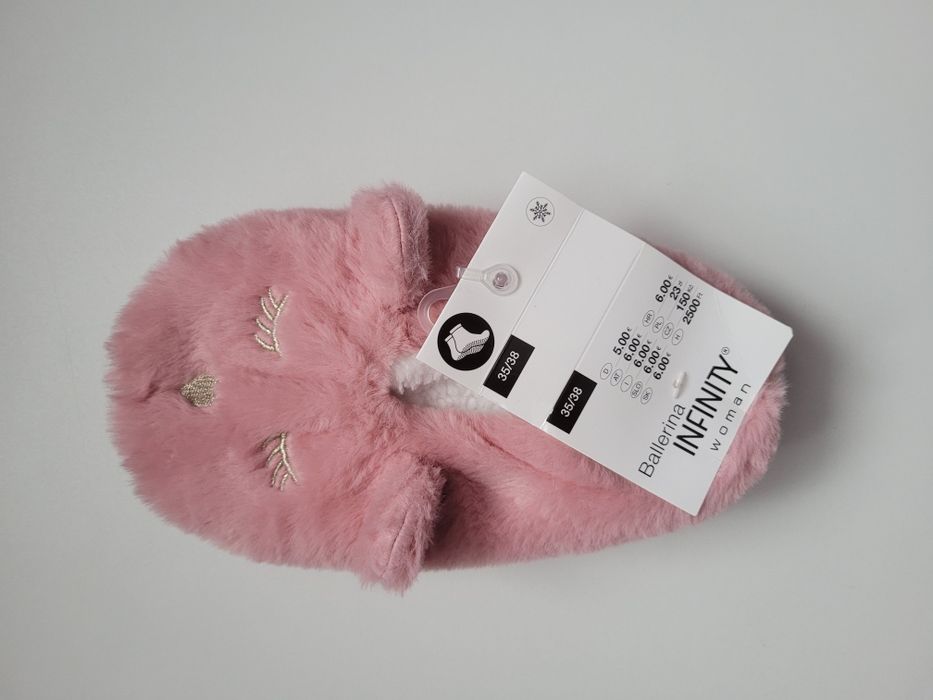 Różowe kapcie baleriny misie 35-38 nowe z metką