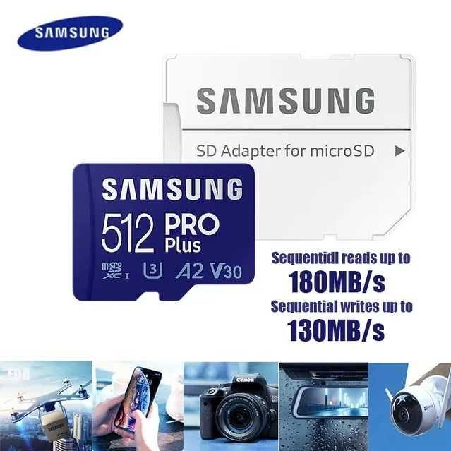 Карта памяти Samsung PRO Plus 128Gb / 256Gb / 512Gb (180mb/s)