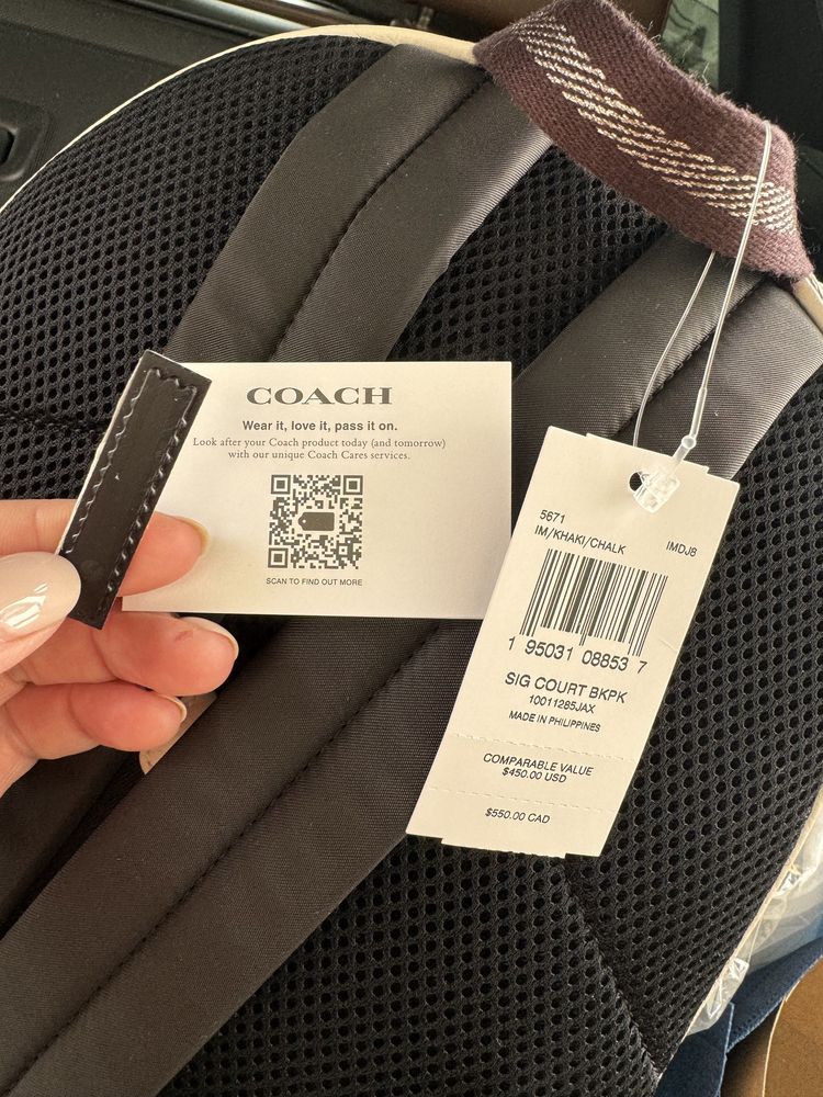 Рюкзак Coach Оригінал Шкіра та канва