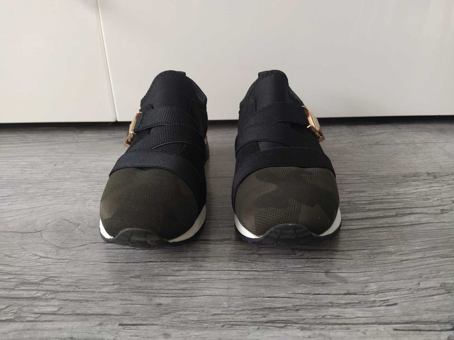 Buty wsuwane adidasy czarne moro złoty Shoedazzle Lachelle roz. 38.5