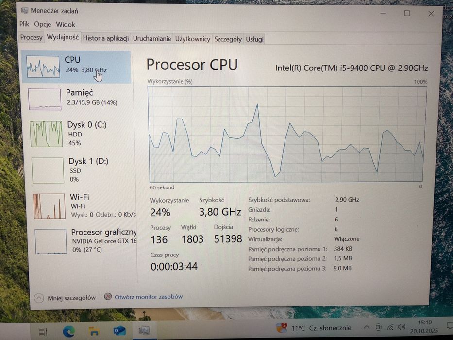Komputer Msi Infinite S Gamingowy GTX 1660 Ram 16 Gb 1 TB i5 9 gen