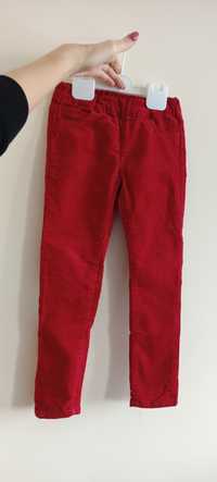 Jak nowe czerwone spodnie sztrusowe H&M r.104-110