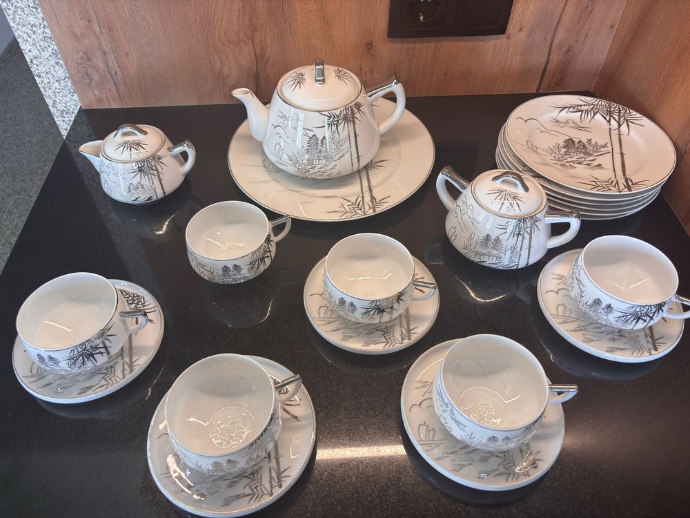 Serviço de chá chinês antigo em porcelana