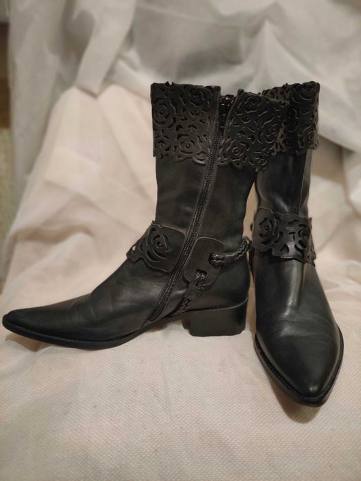 Черные кожаные женские ботильоны, размер 38