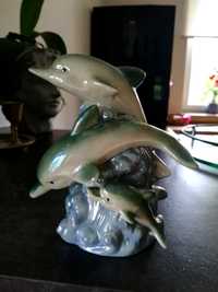 Delfiny figurka ceramiczna
