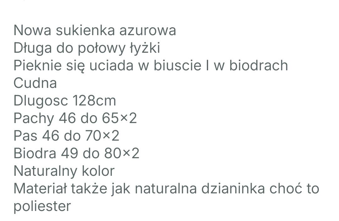 Azurowa dukienka xl