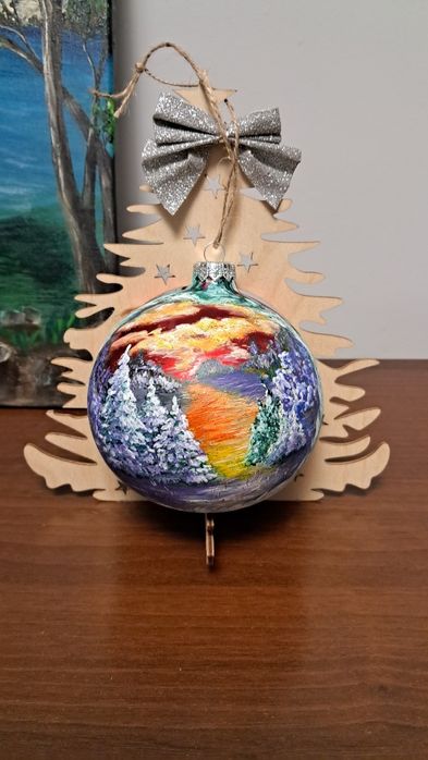 Bombki choinkowe ręcznie malowana akrylem 12×12