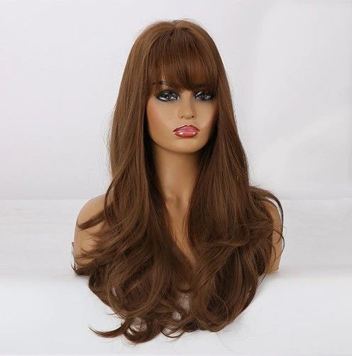 -50% Peruka Brązowe Włosy Fale Super Naturalne Długie 1172