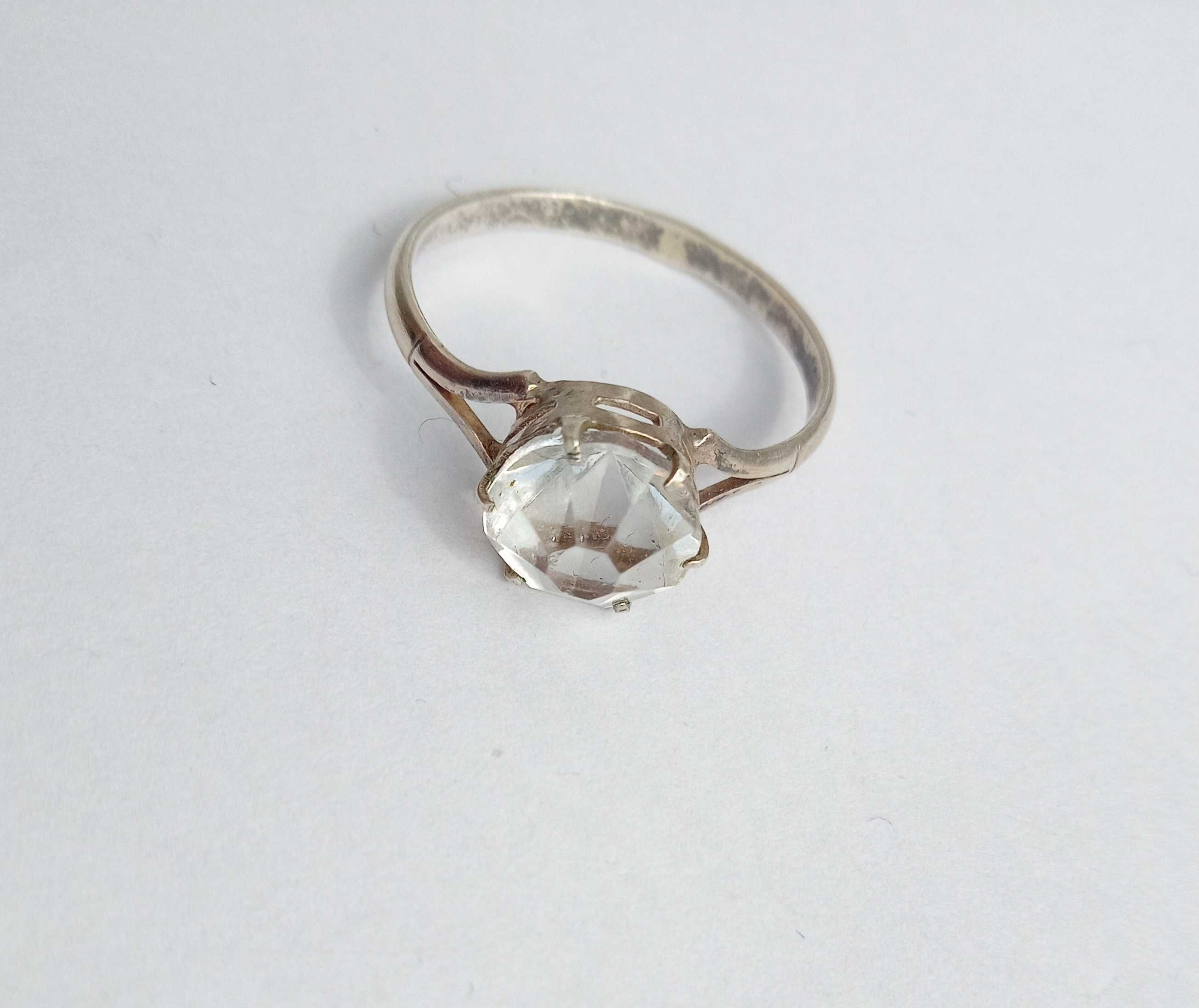 Срібне кільце кольцо із прозорим камнем Срібло вінт. 875 з зіркою СССР