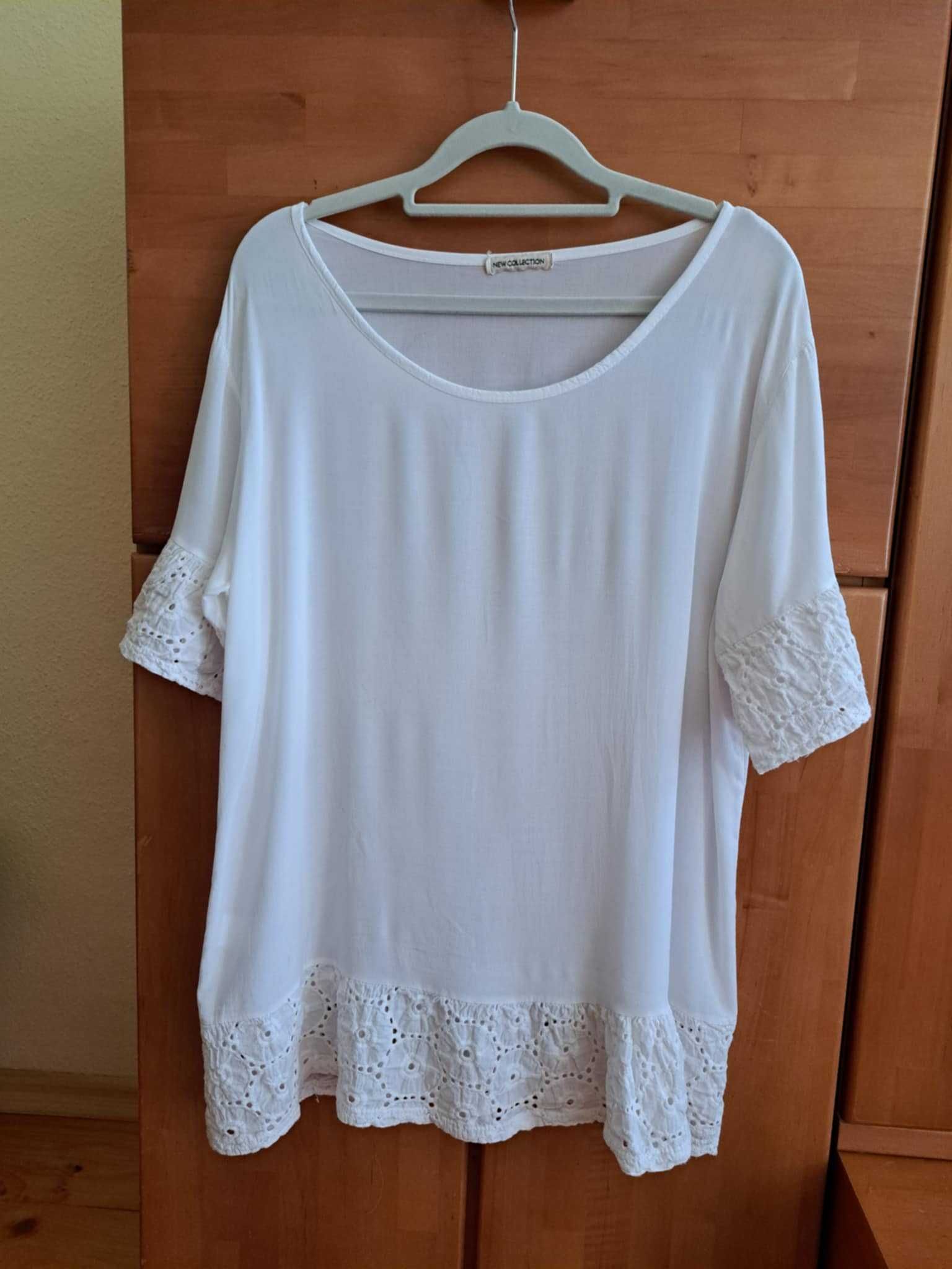 Biała bluzka, rozm. 42/XL, bawełna, ozdobiona haftem angielskim (1)