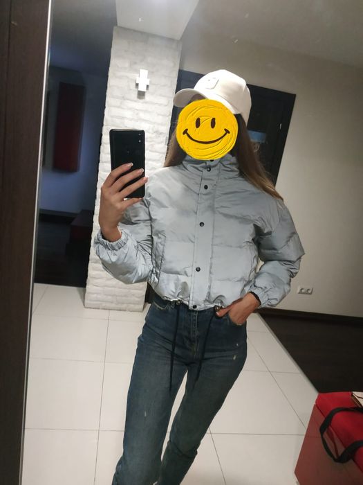 Пуховик рефлективний, куртка, укорочений, пуффер