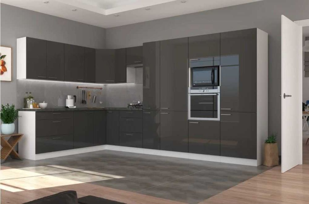 Nowoczesne meble kuchenne Lara grey, promocja  230/370 cm
