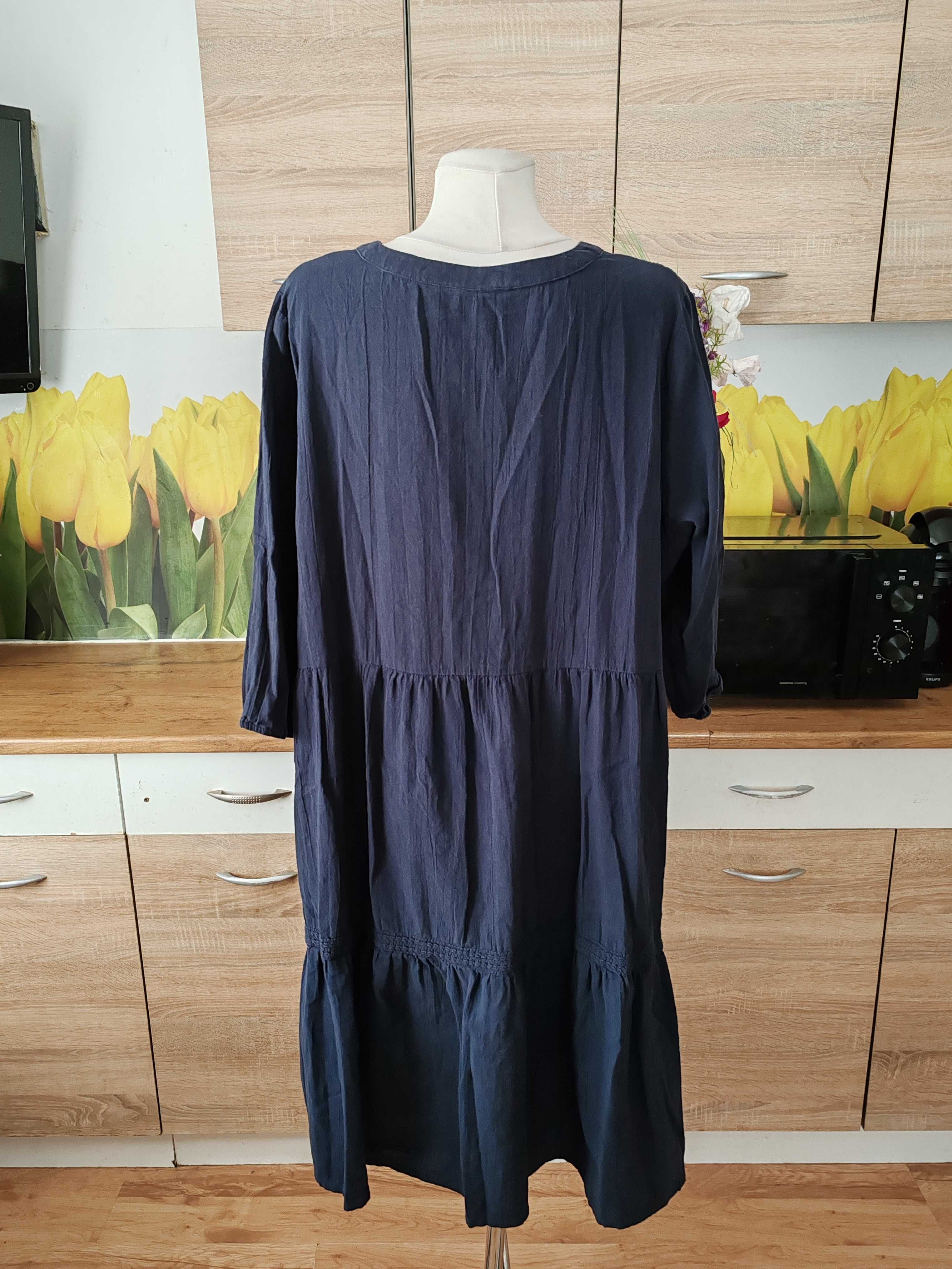 Piękna wygodna granatowa sukienka midi Vero Moda rozmiar 52 bawełna