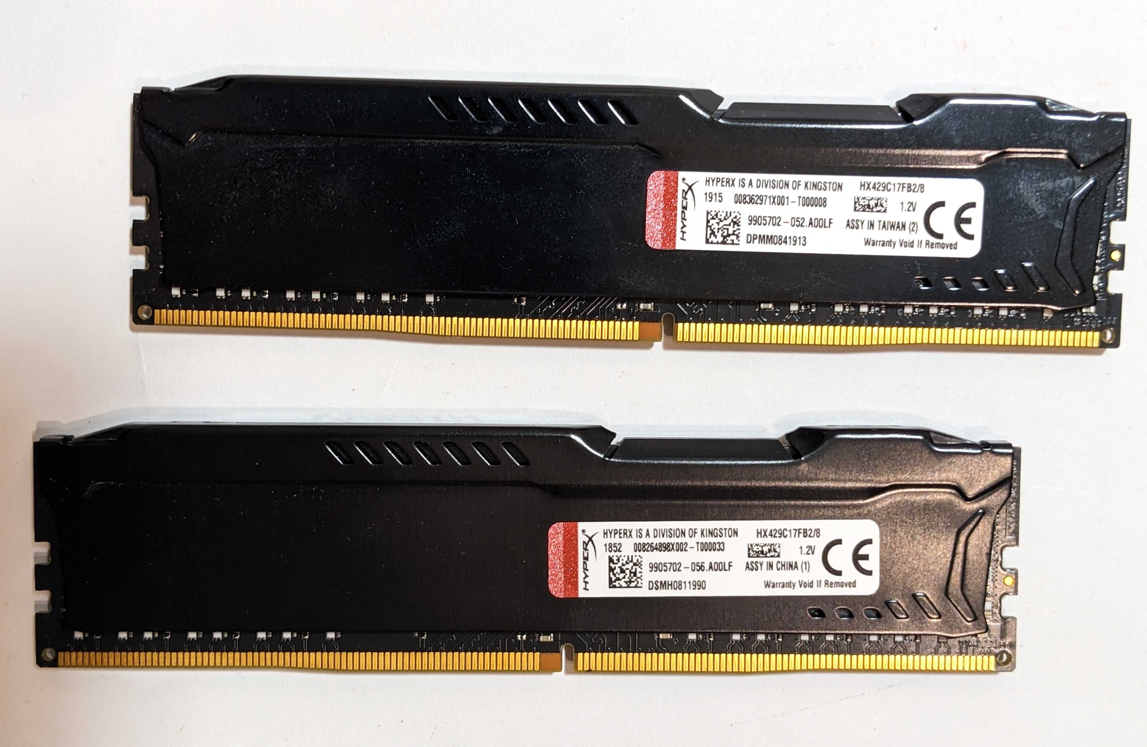 2 шт HyperX Fury 8GB DDR4 Kingston hx429c17fb2/8 (16GB в сумі)