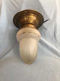 Stara mosiężna lampa plafon secesja szklany klosz