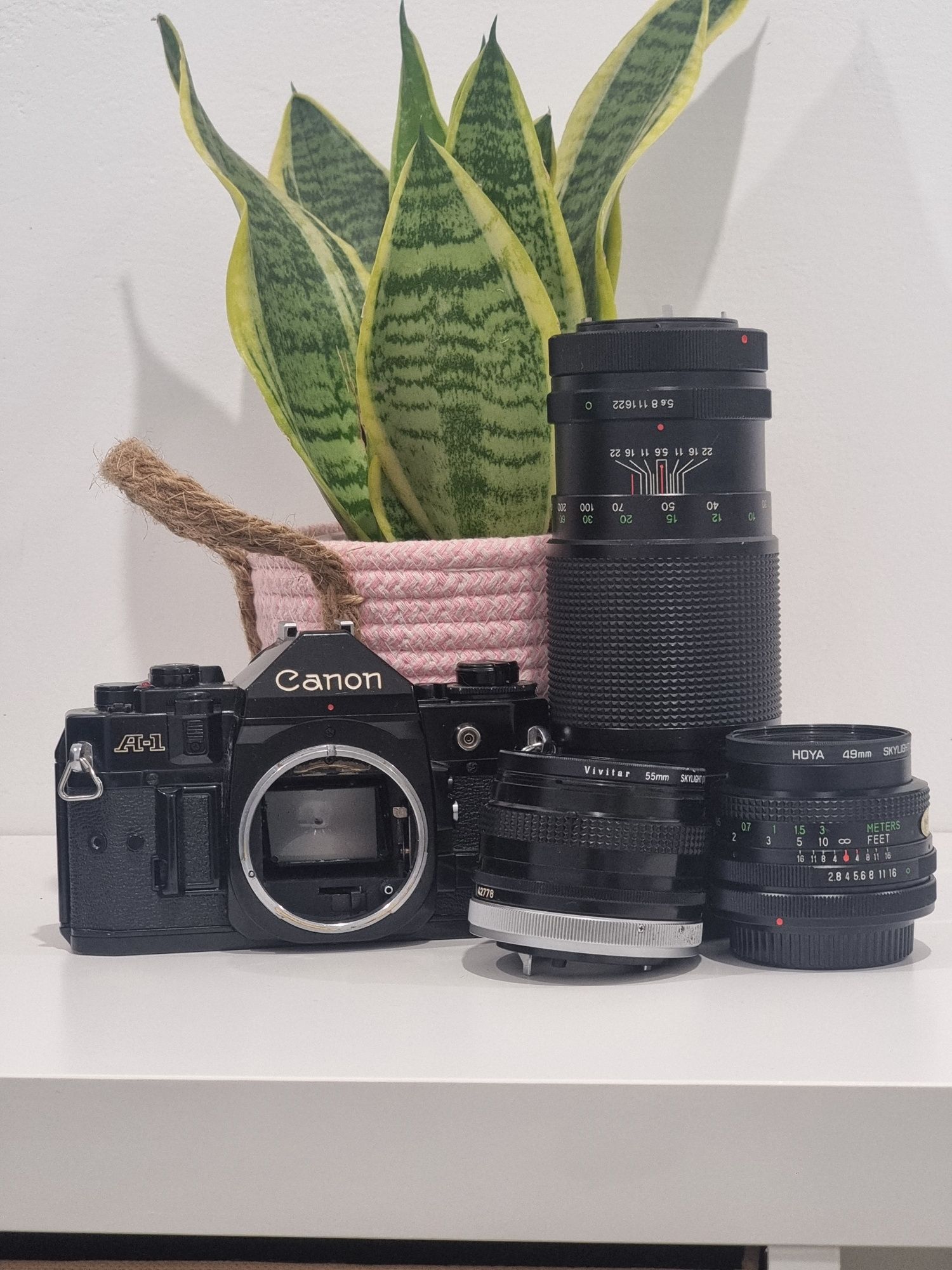 Canon A-1 + 3 Objetivas + Filtros + Mala – Pack Completo, Excelente