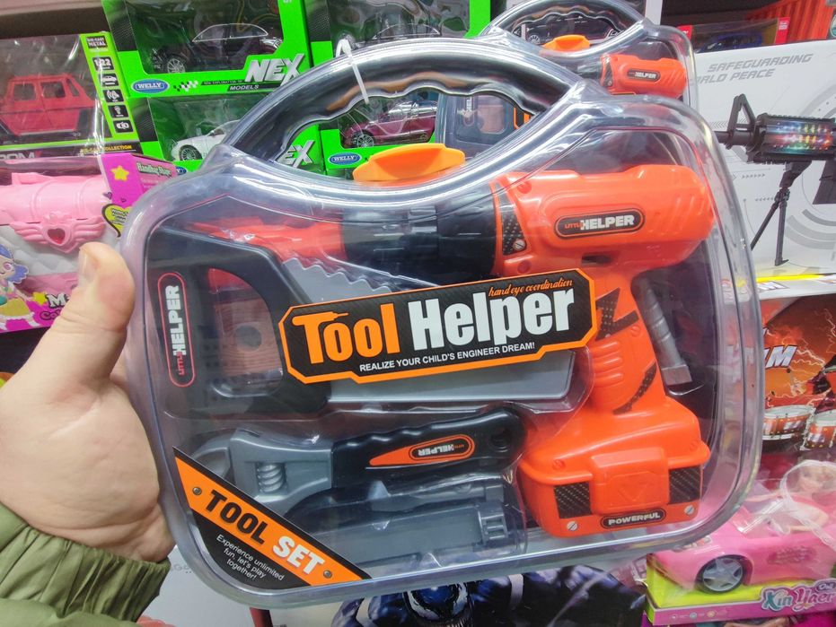 Дитячий набір інструментів в кейсі шуруповерт пила викрутка