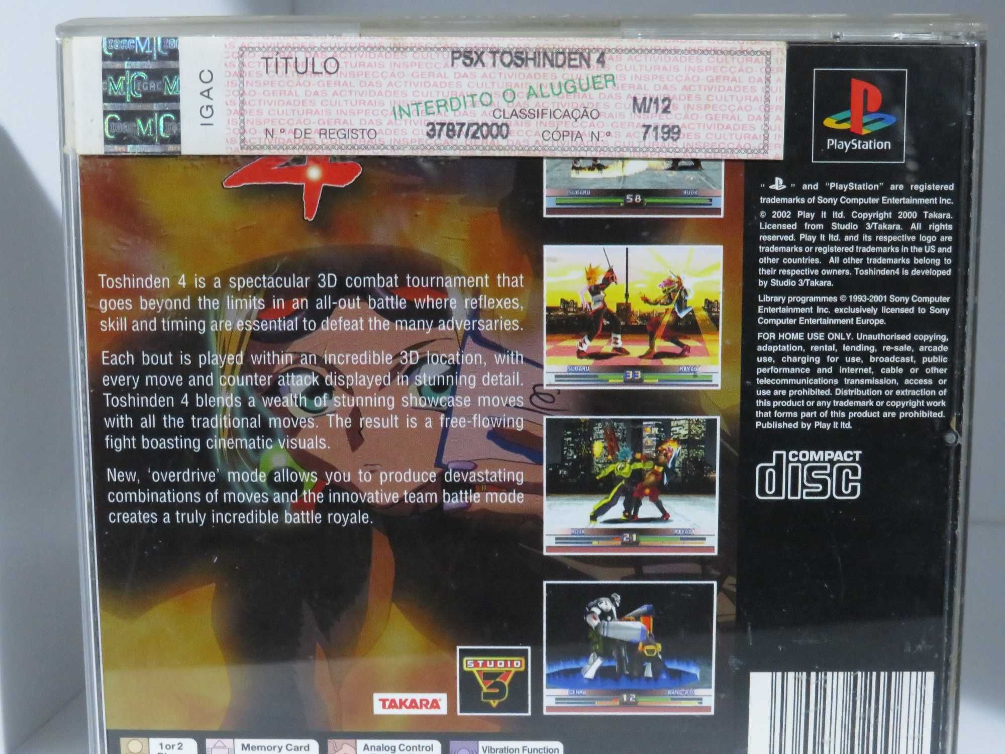 TOSHINDEN 4 PS1 playstation, Excelente estado, RARO