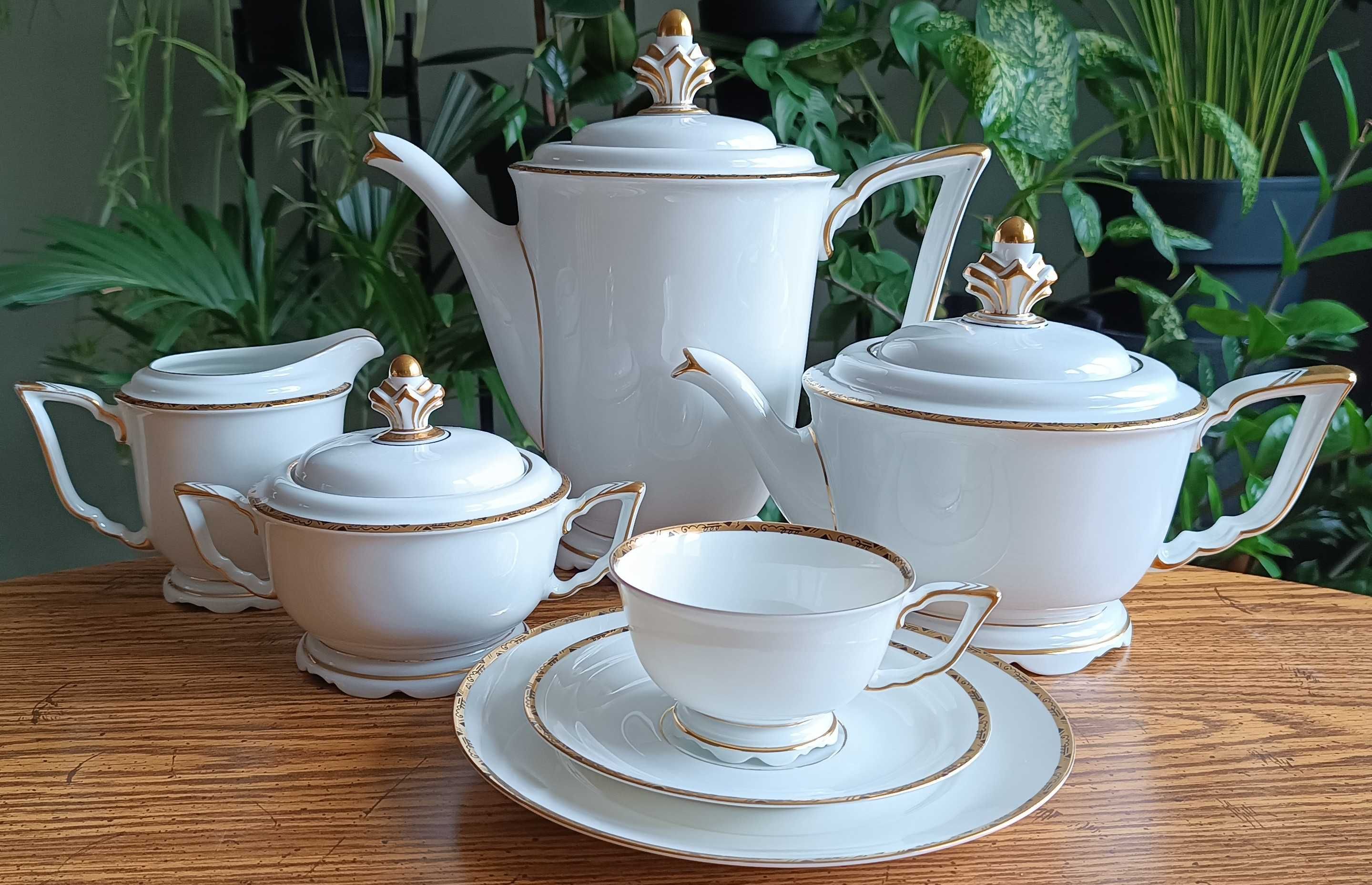 Porcelanowy zestaw kawowo obiadowo śniadaniowy - Art Deco