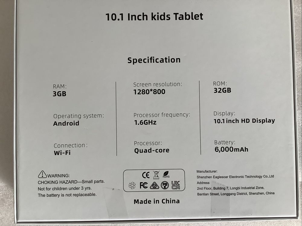 Tablet 10.1 para criancas.
