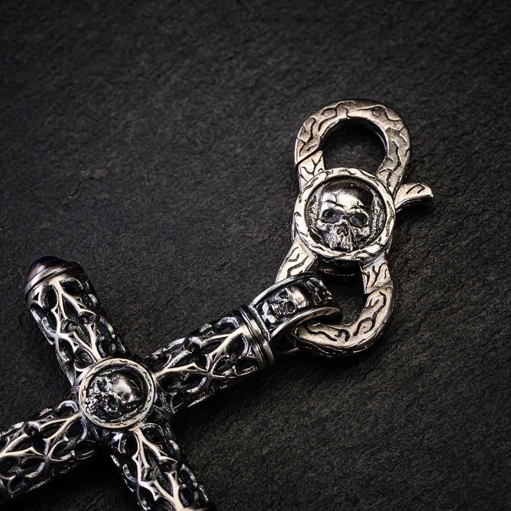 Срібний Хрест з Сапфіром,Готичний Хрест, Викторианский Крест Серебро
