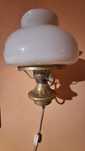 Lampa kinkiet mosiężny z oryginalnym kloszem antyk