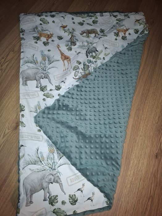 Kocyk bawełna + minky. Jesienne wypełnienie. Jungle safari wzór