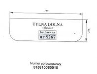 szyba do ciągnika Fendt 307C FARMER - tylna dolna S 267
