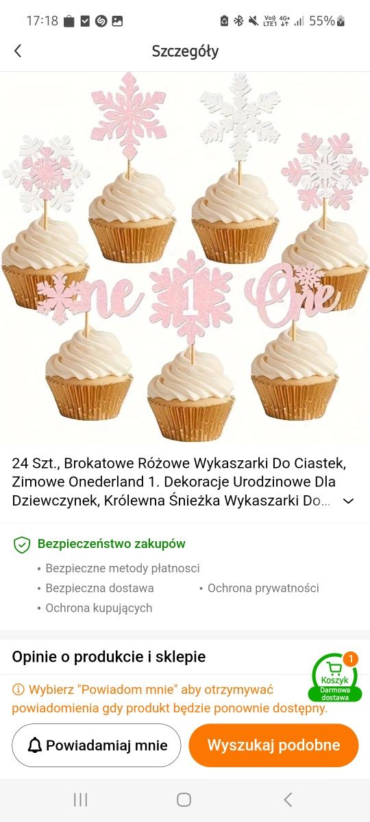 Topper na tort i na babeczki na roczek