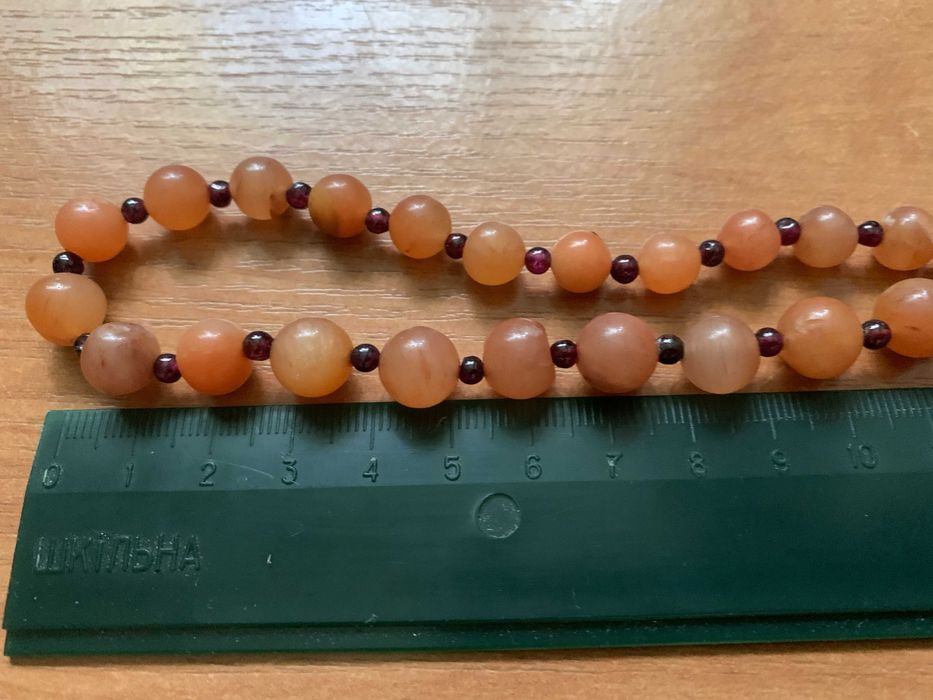 Бусы розовый кварц-гранат