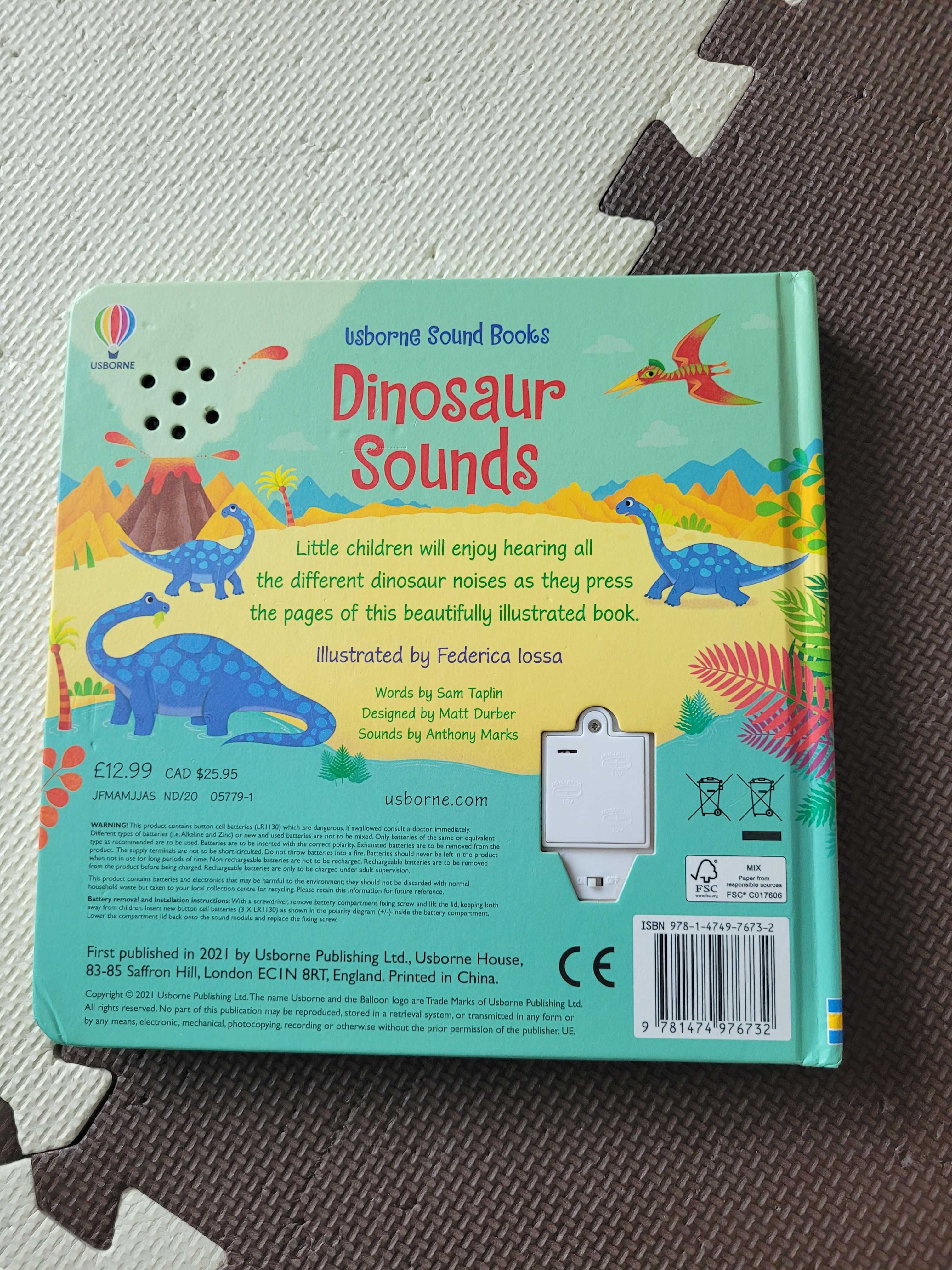 Książeczka dźwiękowa angielski Usborne Sound Books: Dinosaur Sounds