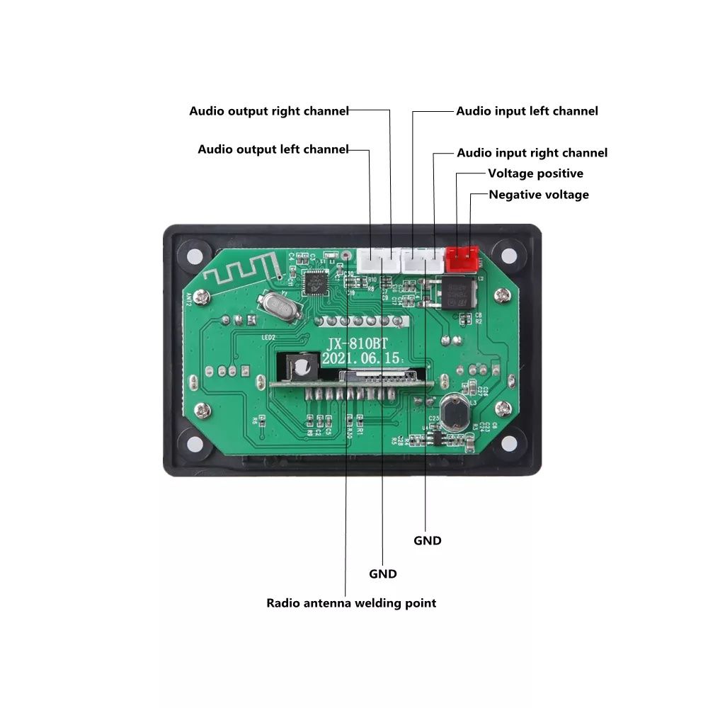 Беспроводной Bluetooth 5,0 модуль мр-3, TF-карта/USB/FM. Питание 6-14V