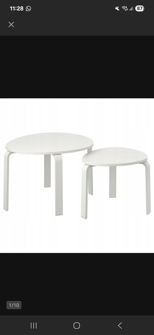 IKEA SVALSTA Stoliki 2 szt. biała bejca