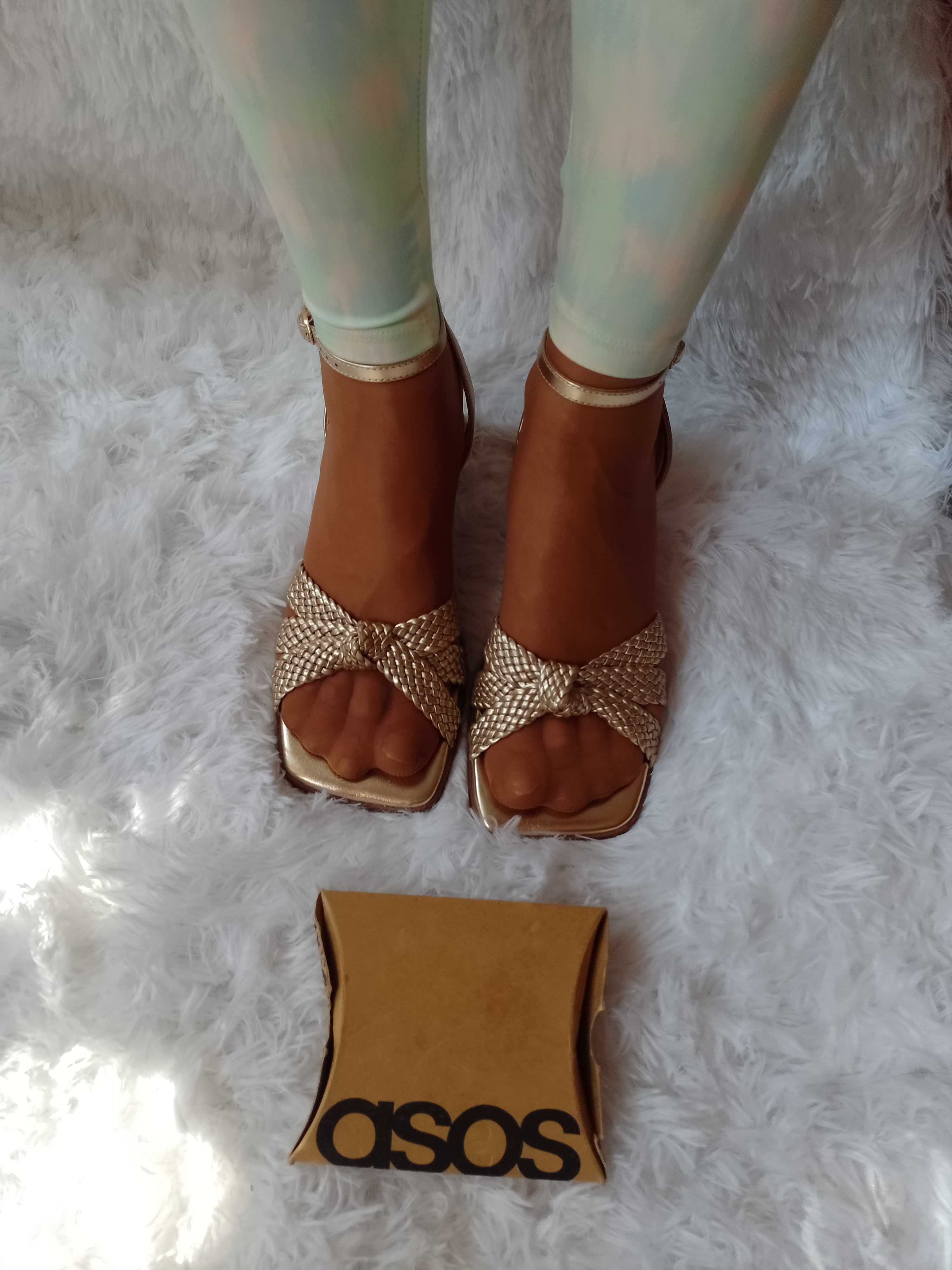 (40) ASOS Design/ Złote sandałki wieczorowe z Londynu, NOWE