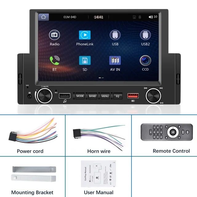 Rádio 1din 6,2" polegadas CARPLAY Android auto Bluetooth NOVO