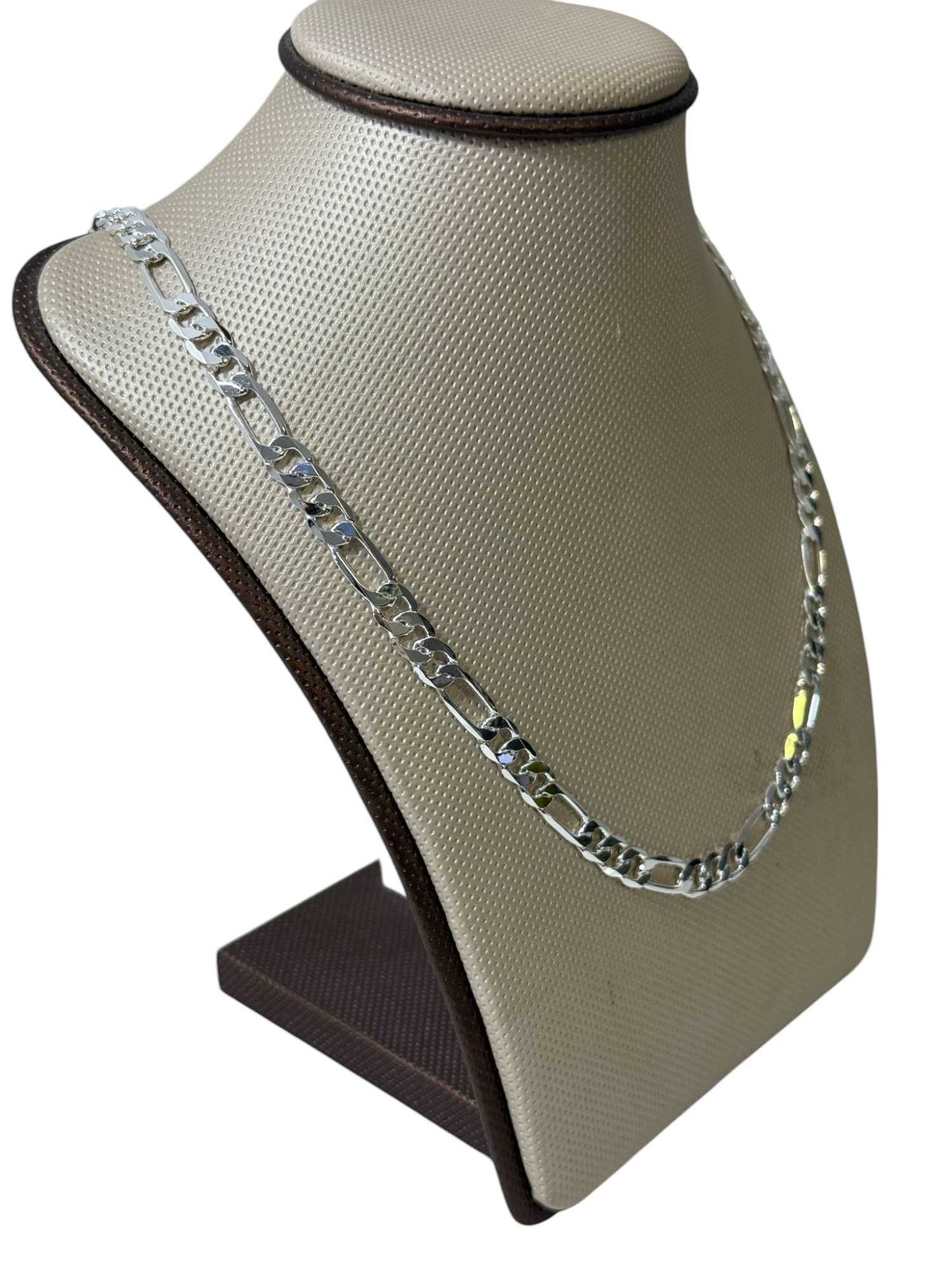 Piękny srebrny łańcuszek figaro 50 cm.