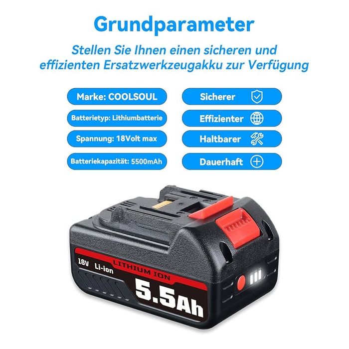 Акумулятор Coolsoul BL1860B Li-ion 5.5Ah 18V,