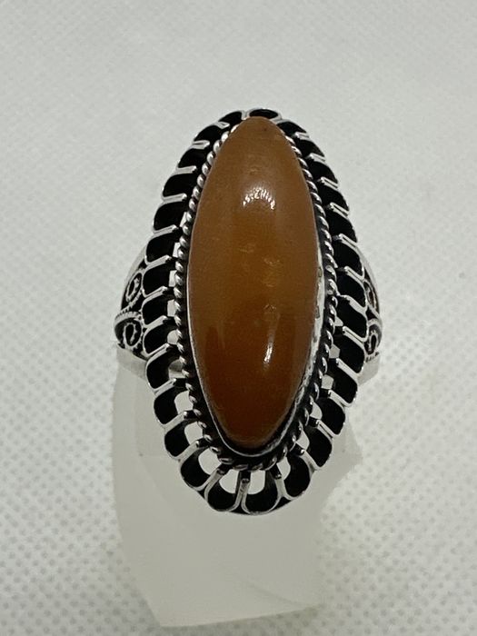 Кольцо серебро 875 каблучка срібло 876 бурштин
