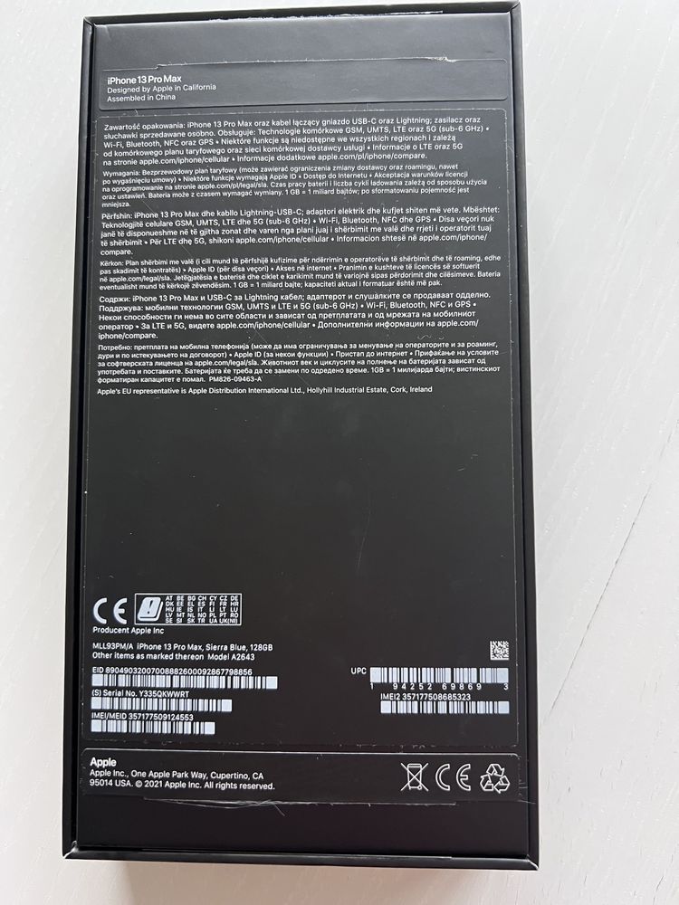 Smartfon APPLE iPhone 13 Pro Max 128GB 5G 6.7'' 120Hz Niebieski