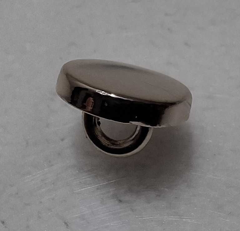 Guzik na stopce, okrągły, gładki, kolor srebrny, 10x6mm