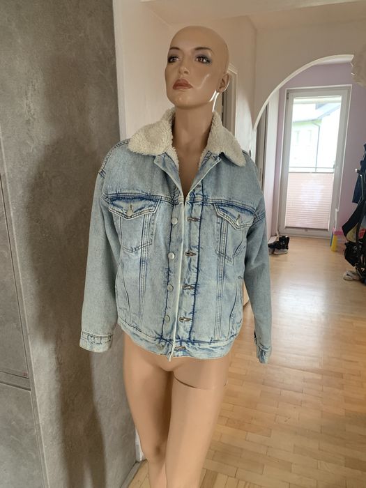 Kurtka jeansowa s/m denim kozuszek ocieplana