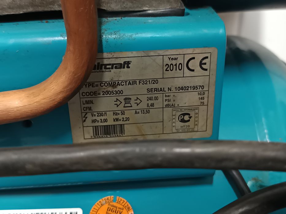 Kompresor sprężarka do gwoździarki Aircraft 321/20 Boge 250/20 230v