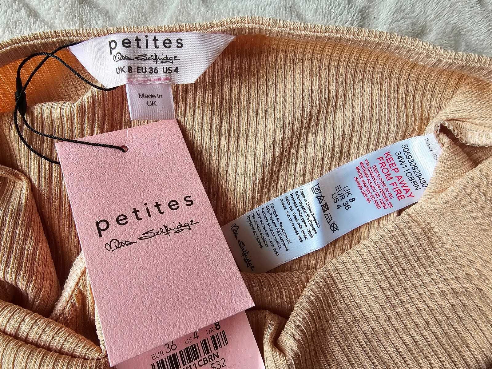 Body Miss Selfridge Petites – Beżowe/cieliste prążkowane r.36