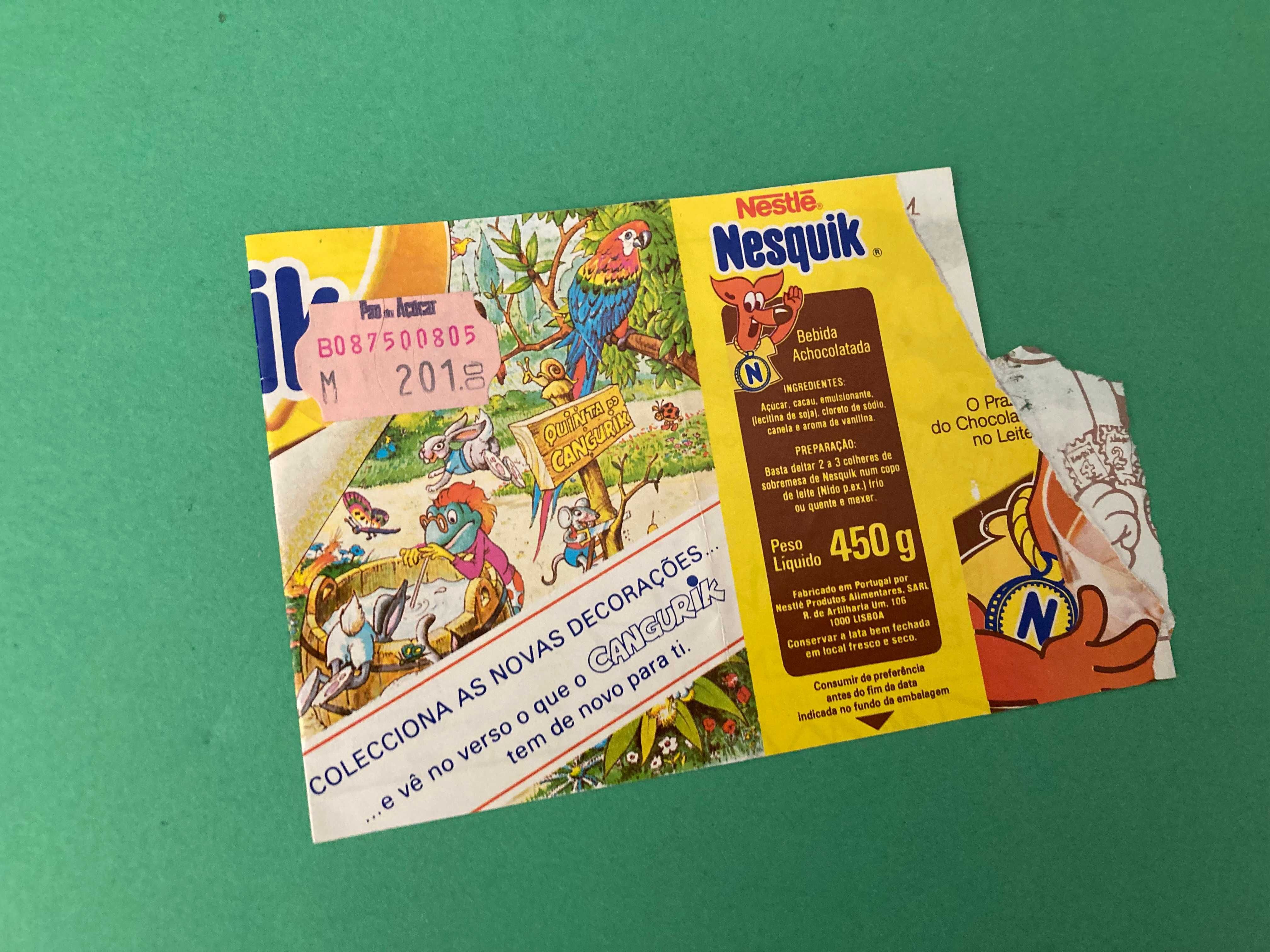 Lote de 2 Rótulos da Nesquik Cangurik Anos 80
