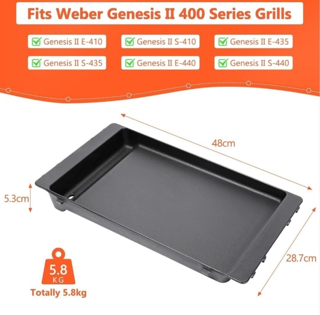 Płyta patelnia żeliwna 48x28.7cm do Weber Genesis II E-410 E-415 E itd