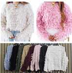 Sweter oversize frędzle boho