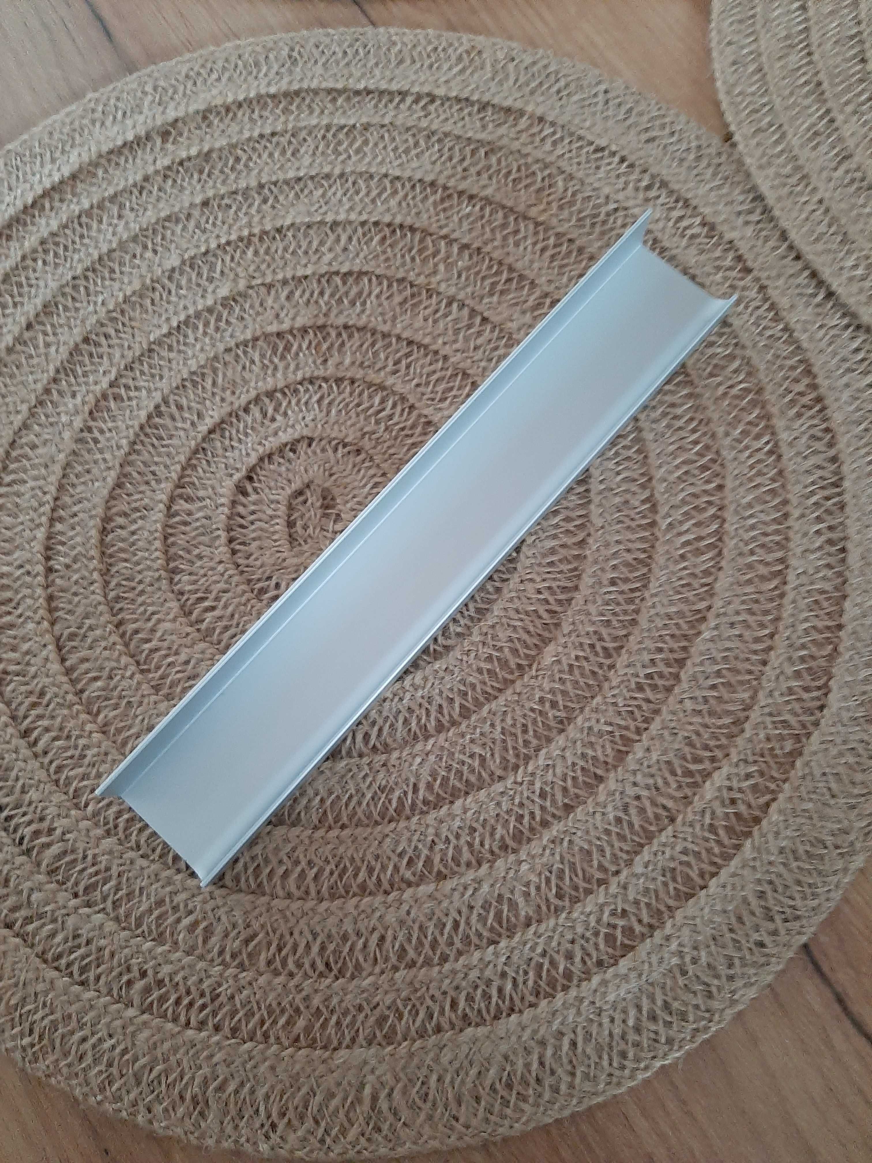 Uchwyt meblowy krawędziowy aluminiowy srebrny mat + 4 wkręty.